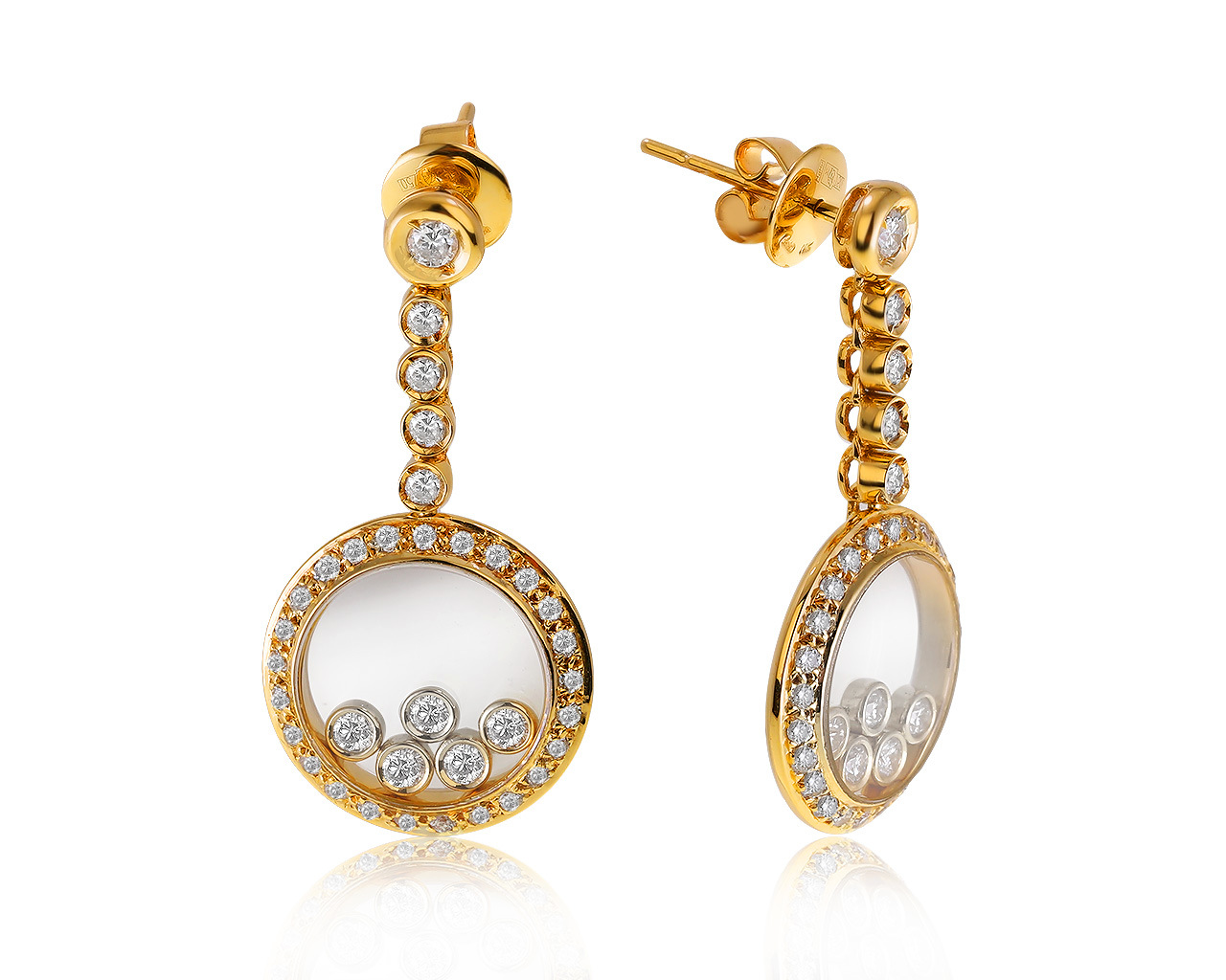 Изысканные золотые серьги с бриллиантами 1.20ct