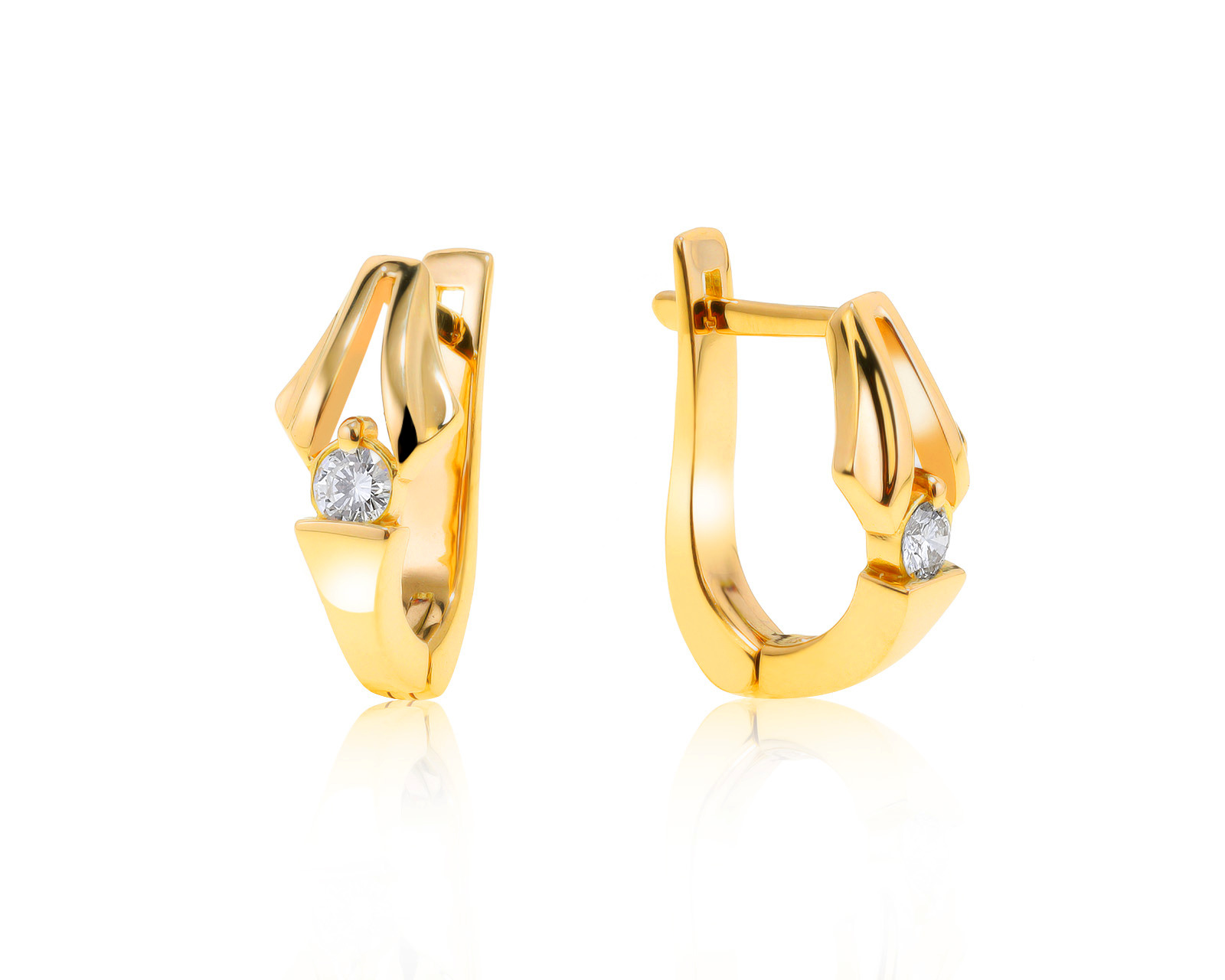 Стильные золотые серьги с бриллиантами 0.22ct 300921/1 Стильные золотые серьги с бриллиантами 0.22ct 300921/1