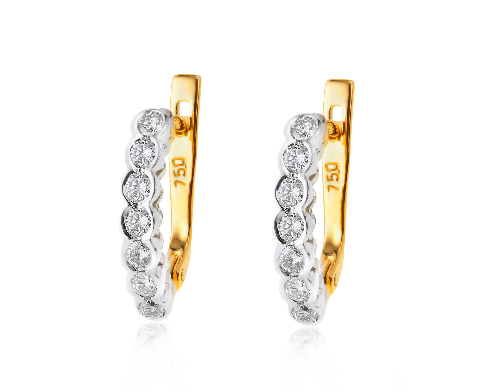 Идеальные золотые серьги с бриллиантами 0.85ct