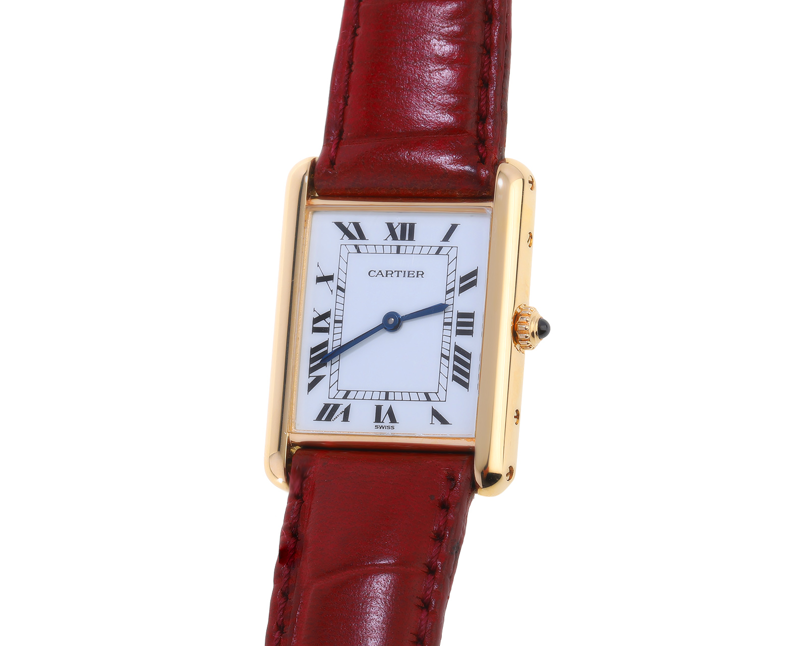 Оригинальные золотые часы с сапфиром 0.03ct Cartier Tank 080522/10