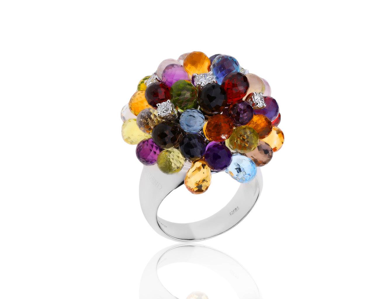 Оригинальное золотое кольцо с цветными камнями 20.30ct Oro Trend 280120/5