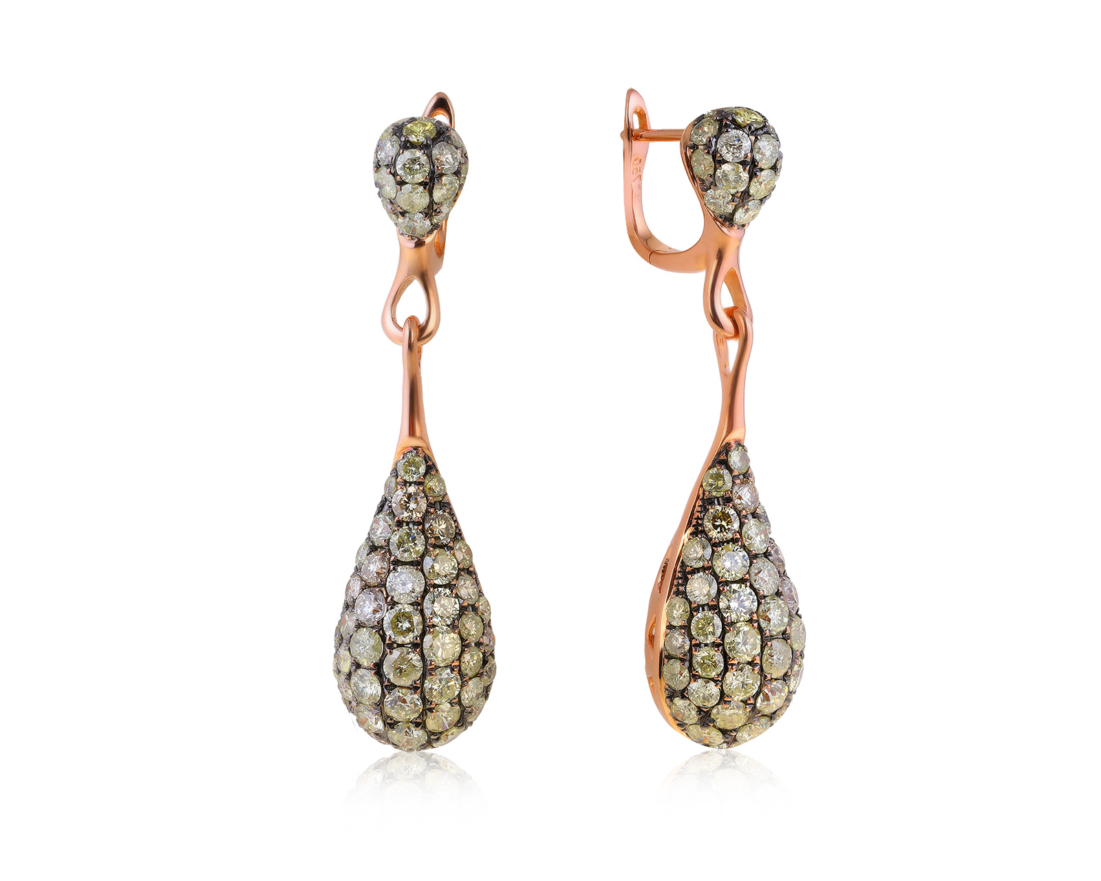 Волшебные золотые серьги с бриллиантами 5.68ct 260721/8