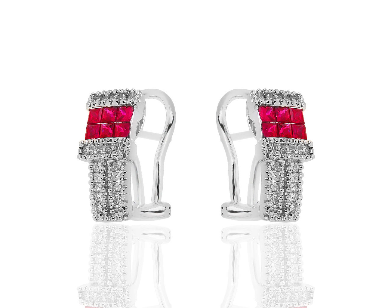 Золотые серьги с бриллиантами 0.35ct и рубинами 0.54ct 300319/3