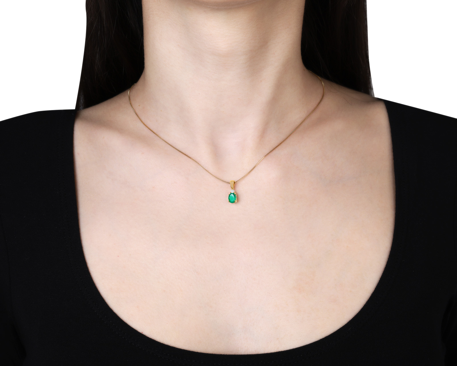 Золотой кулон с изумрудом 0.56ct