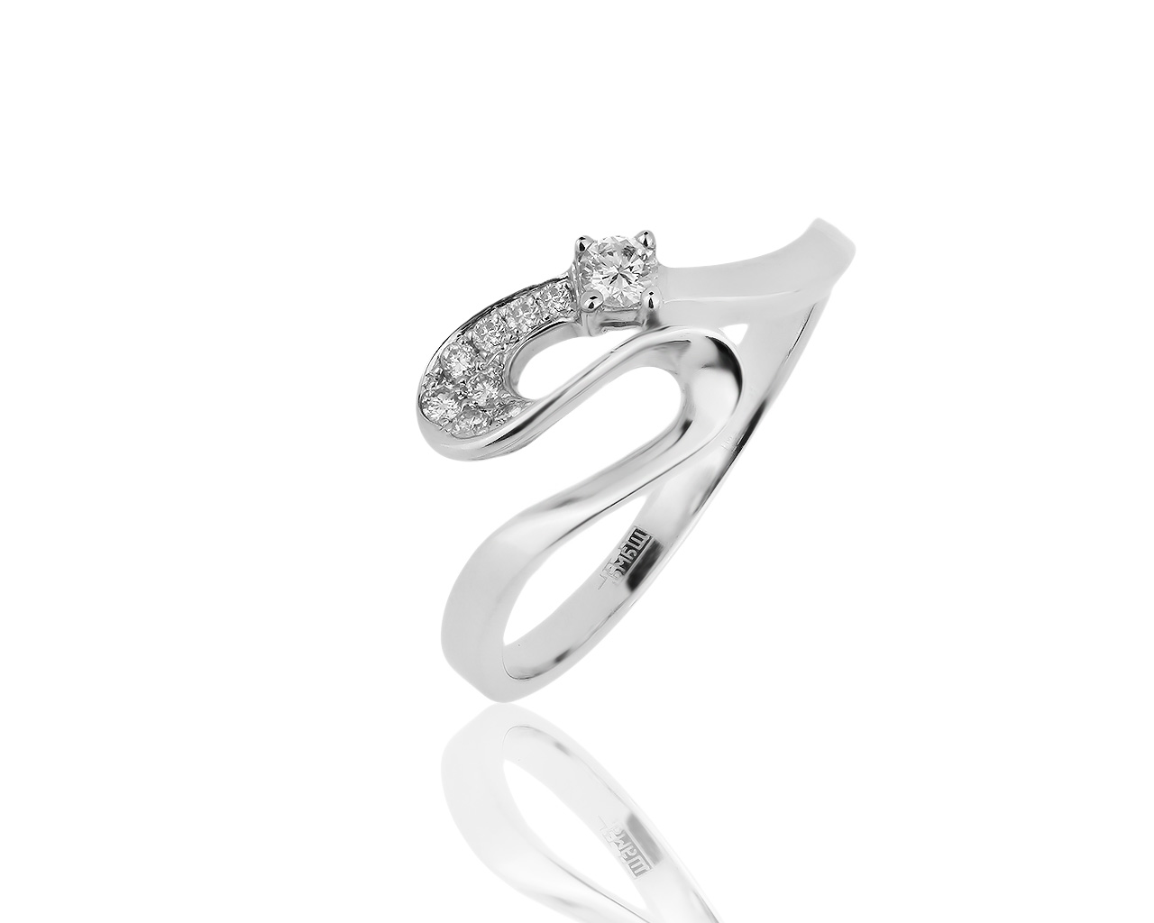 Изящное золотое кольцо с бриллиантами 0.13ct 080518/25