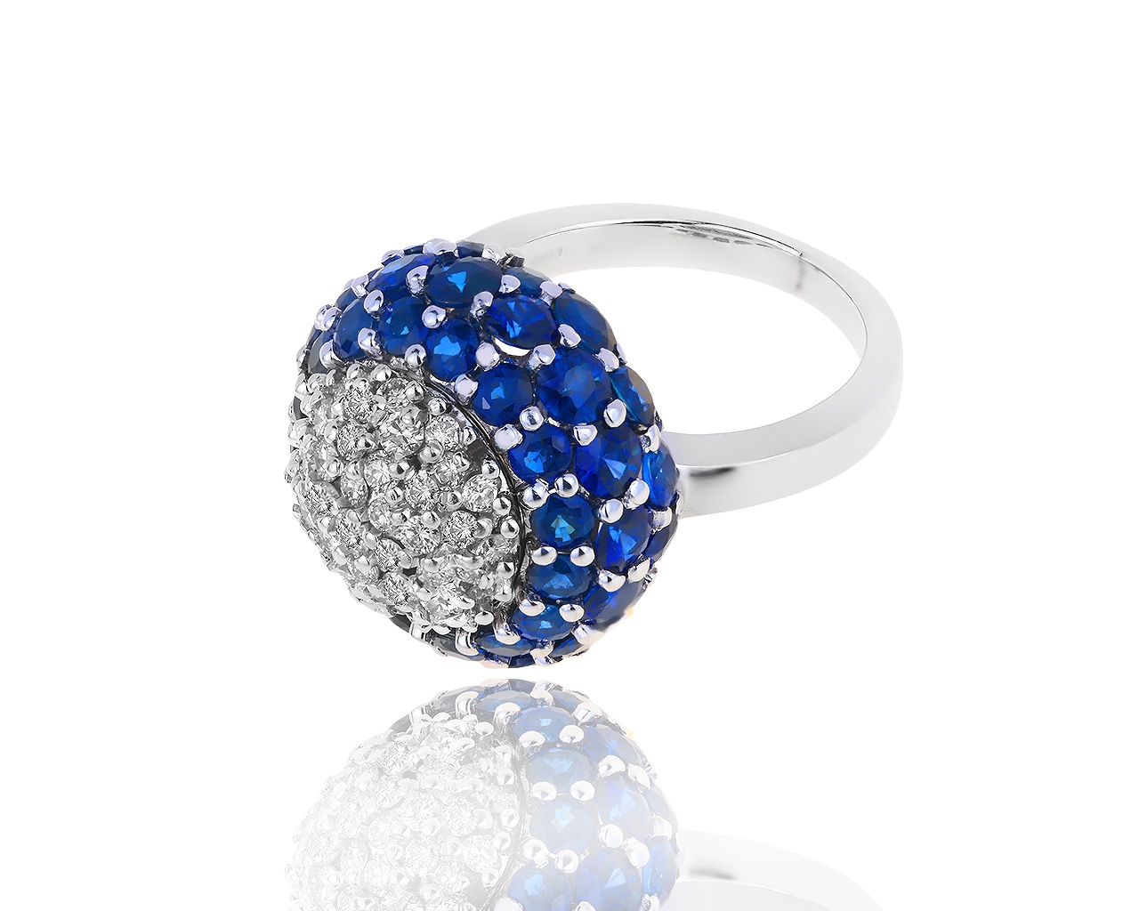 Золотое кольцо с бриллиантами 0.77ct и сапфирами 7.95ct 220419/11