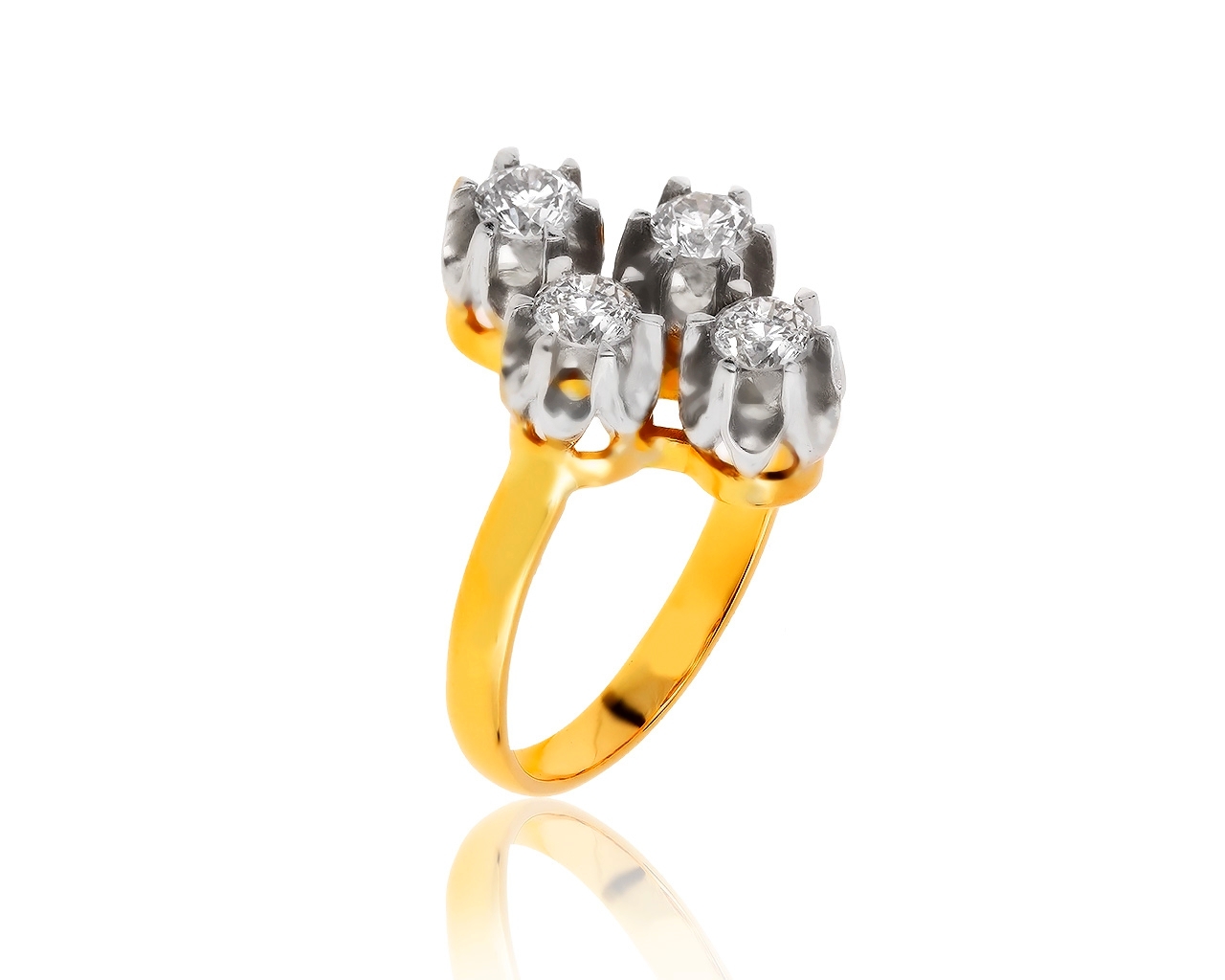 Винтажное золотое кольцо с бриллиантами 1.08ct