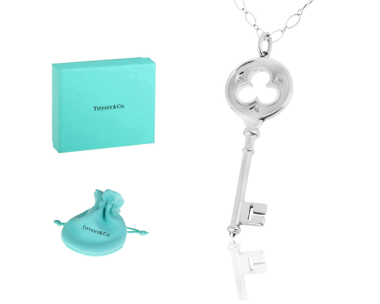 Золотая подвеска с бриллиантами 0.03ct Tiffany&Co Key