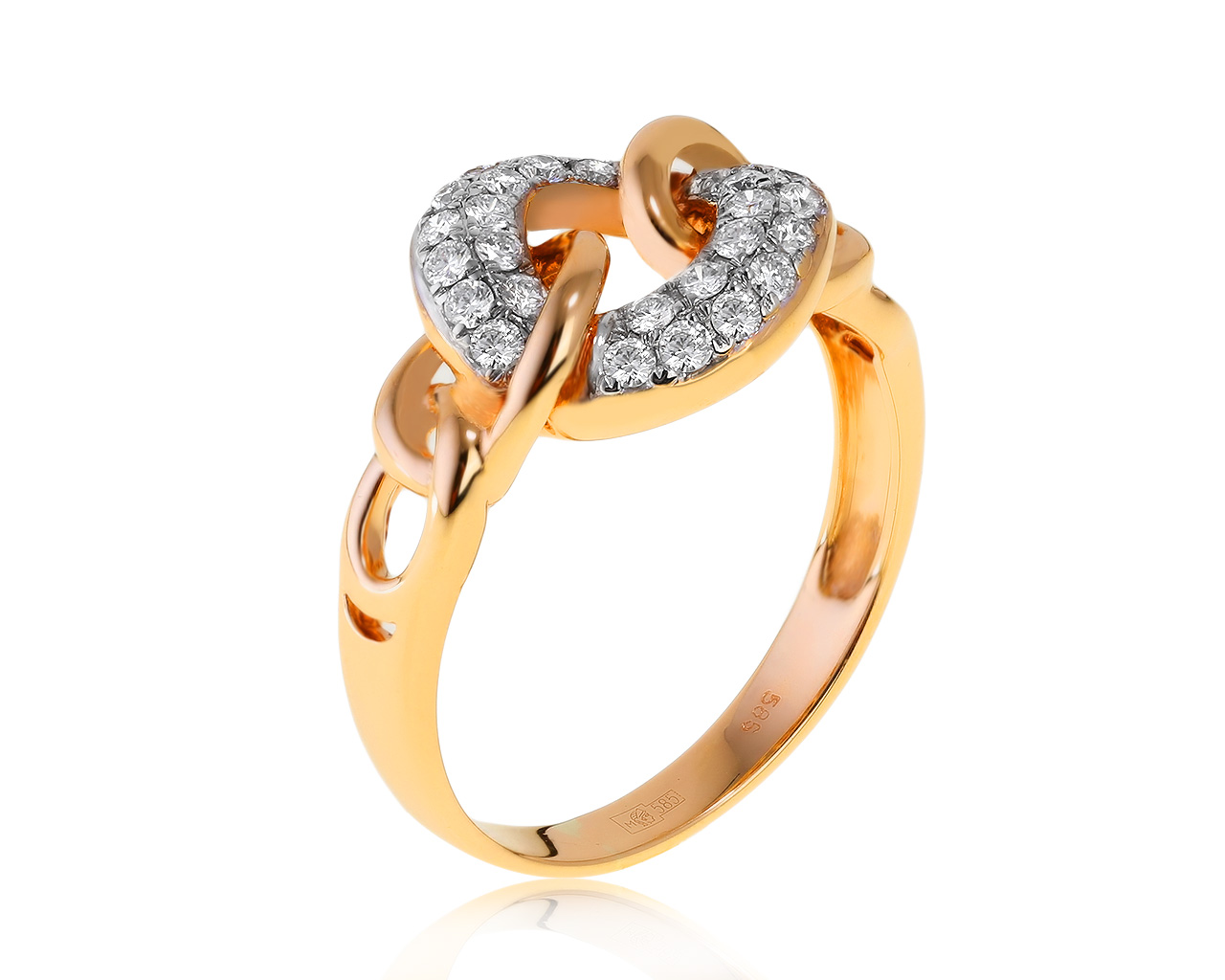 Престижное золотое кольцо с бриллиантами 0.45ct