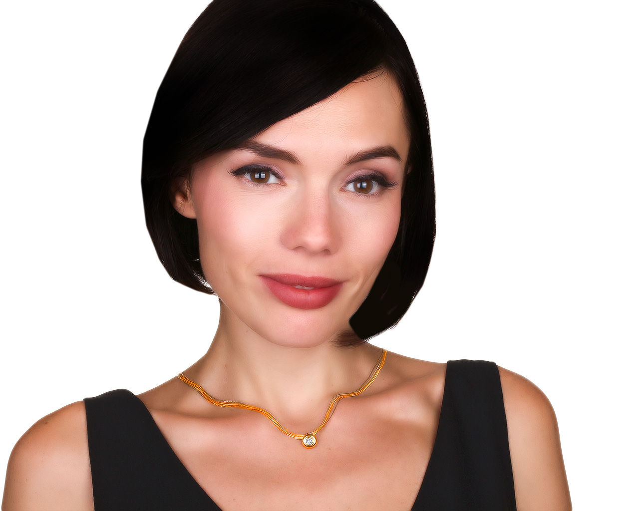 Волшебное золотое колье с бриллиантом 0.16ct