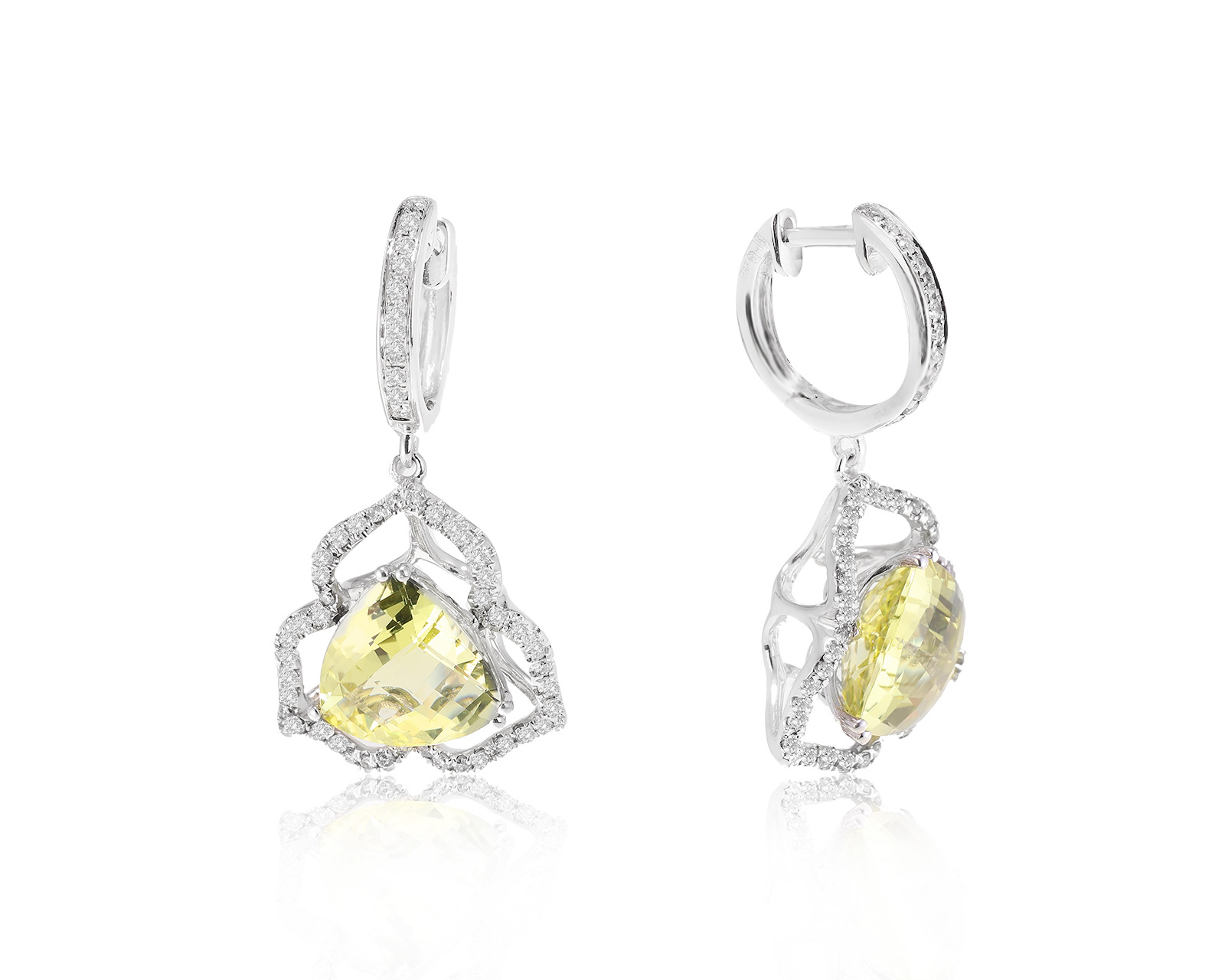 Красивые золотые серьги с цитринами 5.60ct 101222/11