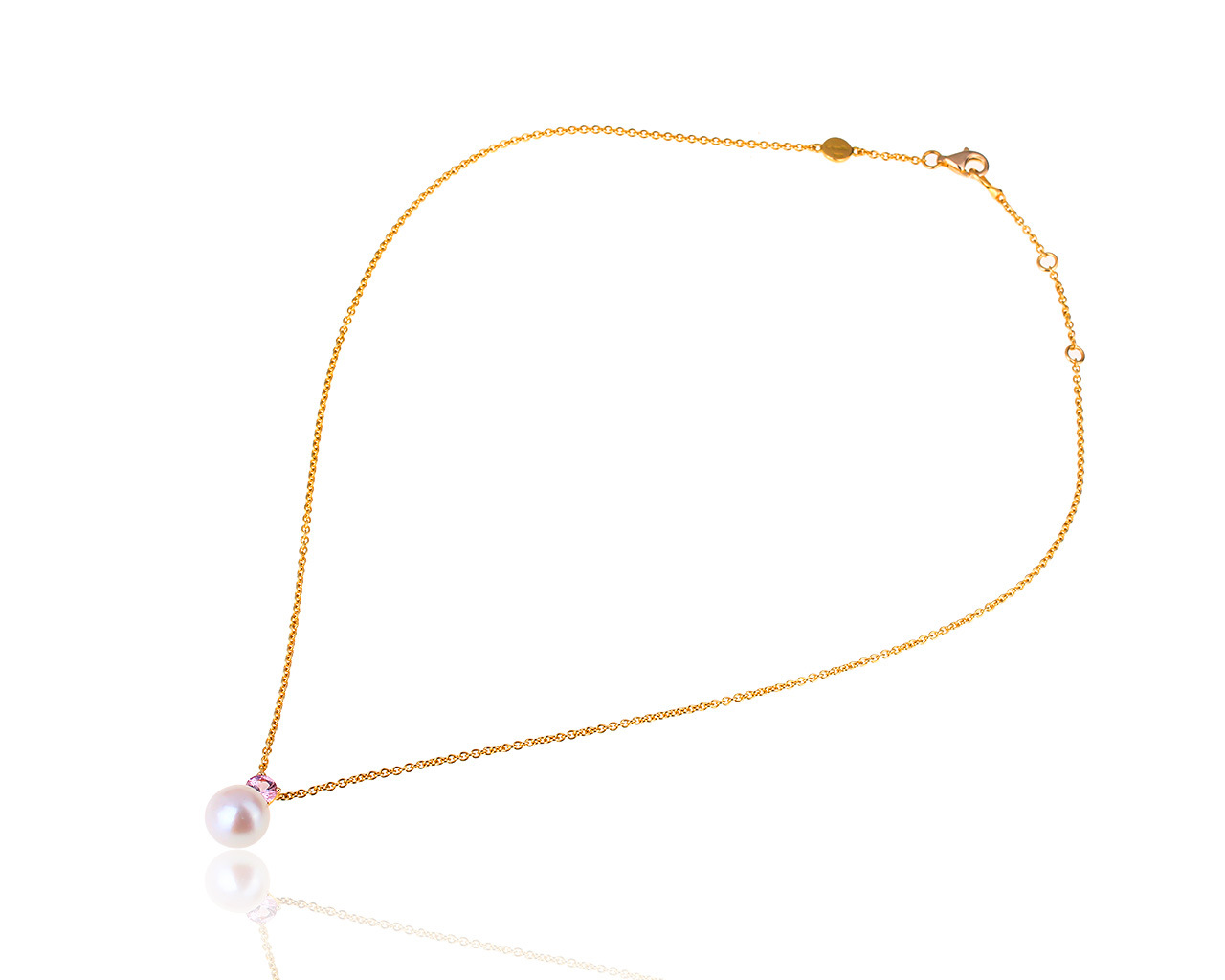 Золотая подвеска с жемчугом и сапфиром 0.60ct Schoeffel 