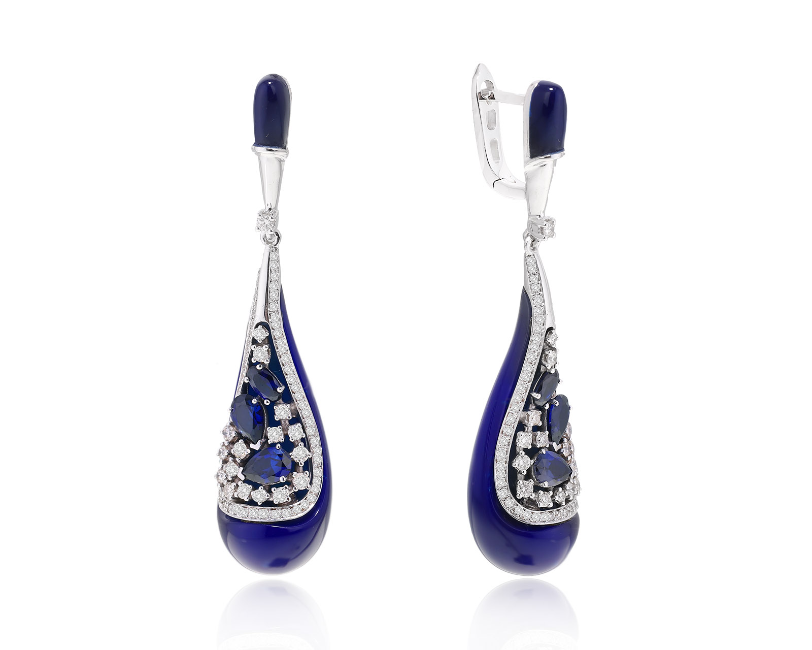 Золотые серьги с сапфирами 2.56ct и бриллиантами 1.17ct 270324/4