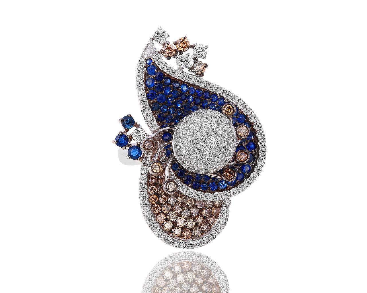 Итальянское золотое кольцо с сапфирами и бриллиантами 2.50ct 210918/5