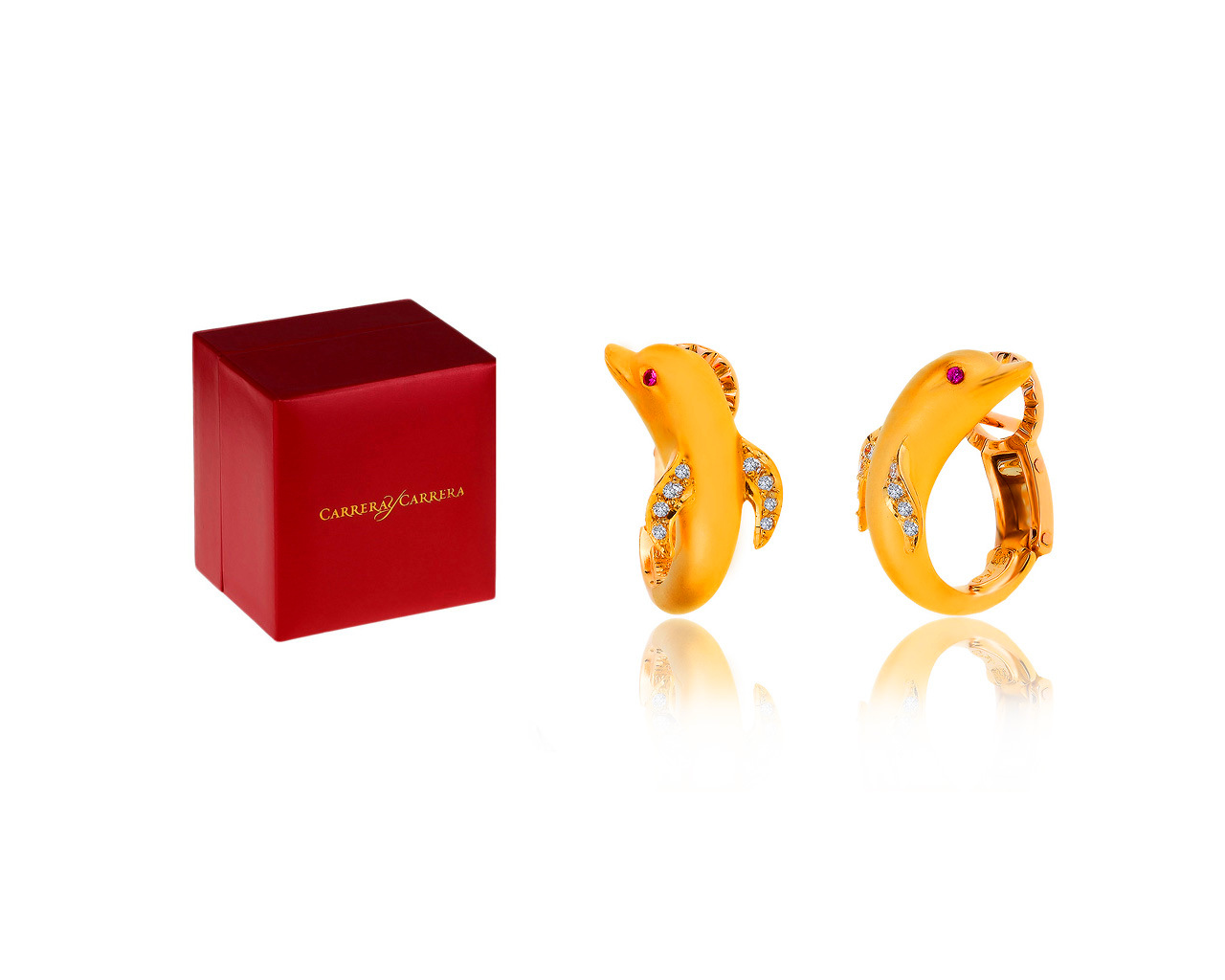 Оригинальные золотые серьги с бриллиантами 0.16ct и сапфирами 0.03ct Carrera y Carrera