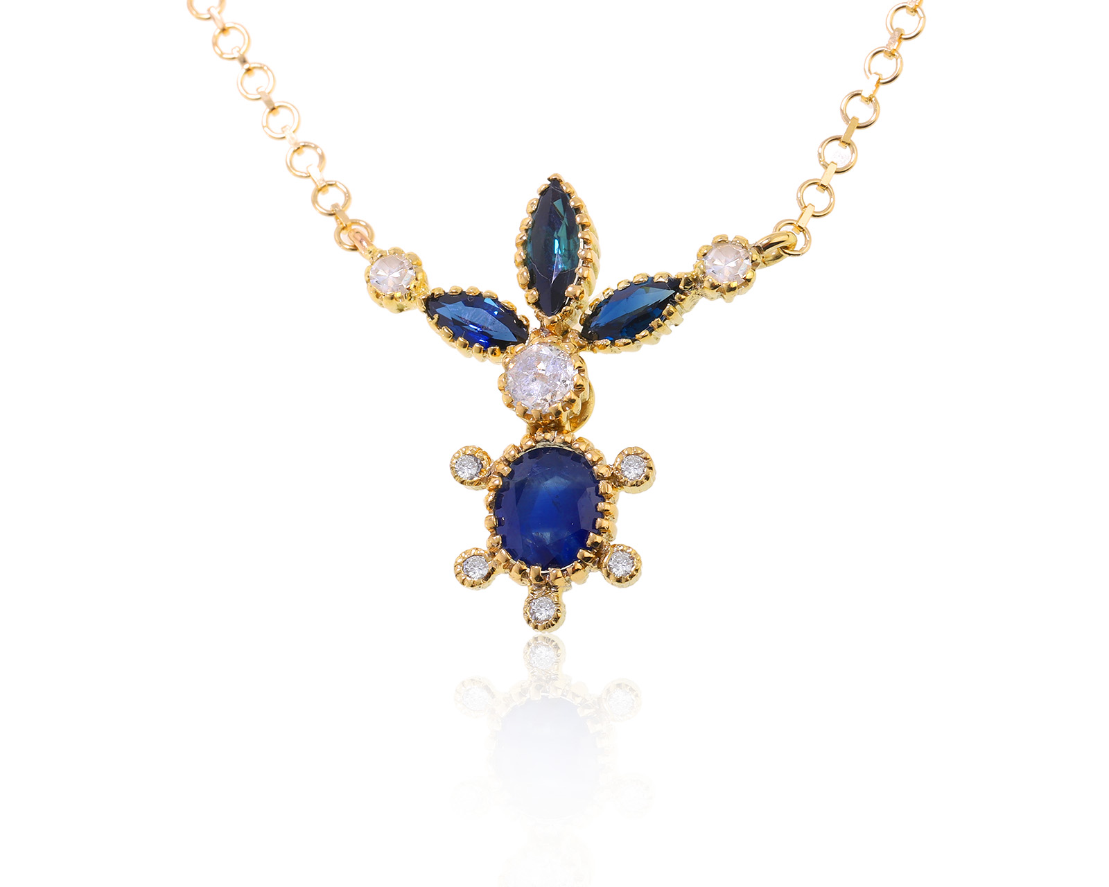 Оригинальное золотое колье с сапфирами 2.40ct Unoaerre 091122/3