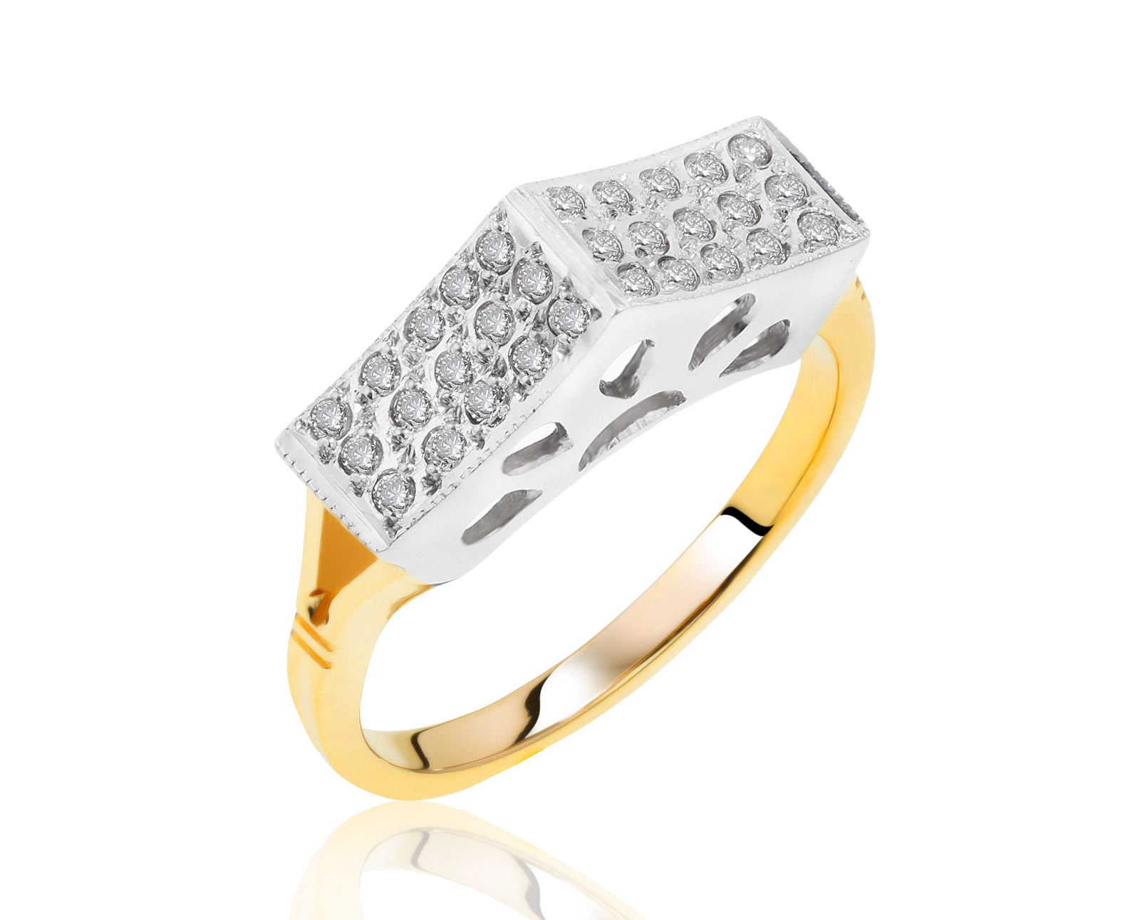 Достойное золотое кольцо с бриллиантами 0.25ct
