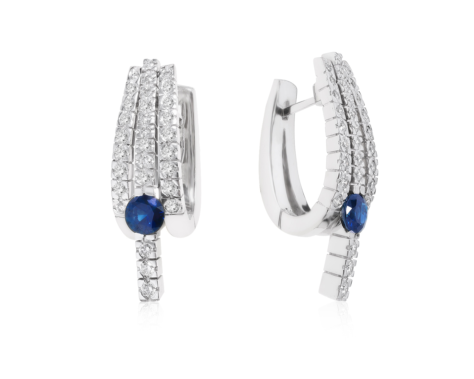 Потрясающие золотые серьги с сапфирами 1.24ct