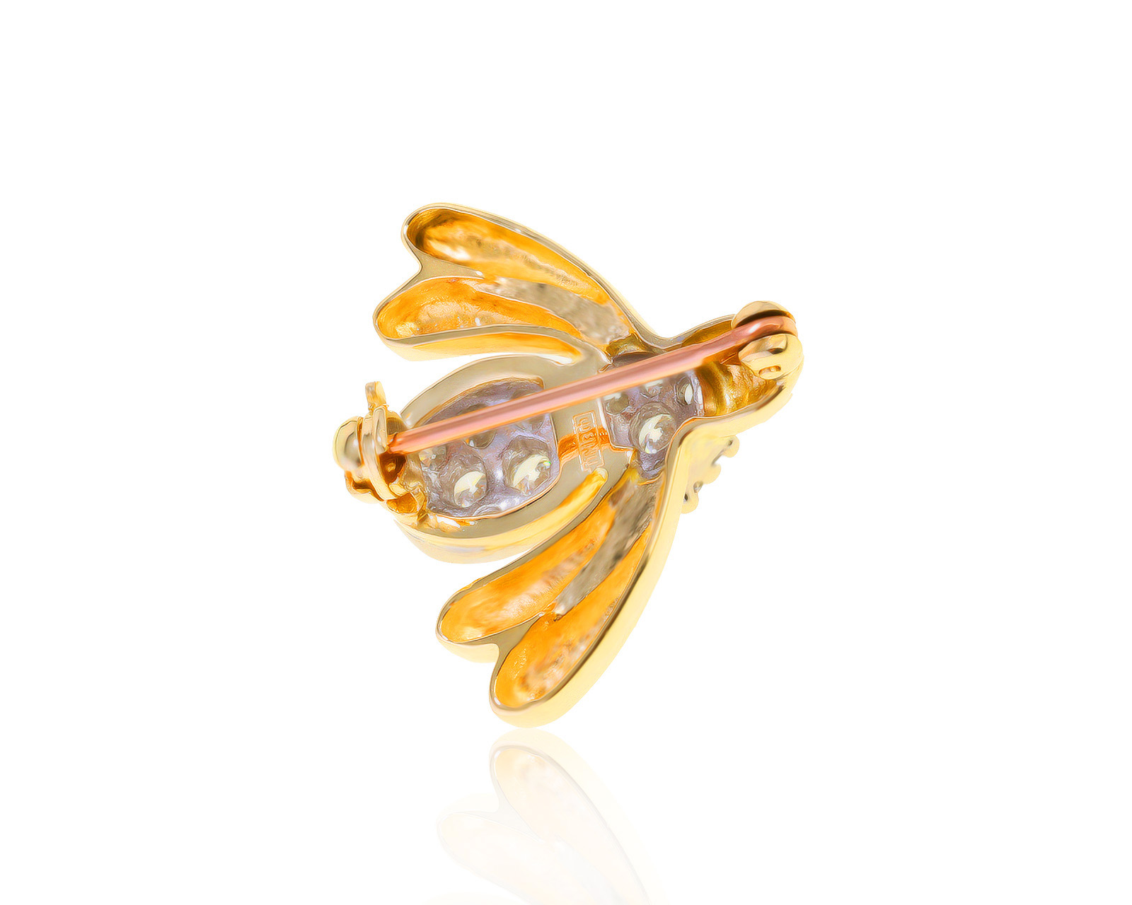 Прелестная золотая брошь с бриллиантами 0.72ct