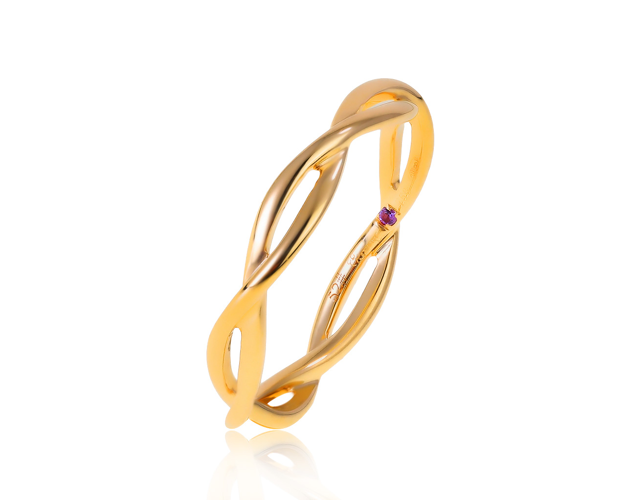 Оригинальное золотое кольцо с аметистом 0.05ct Etername