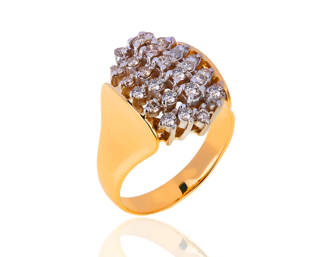 Золотое кольцо с коньячными бриллиантами 0.61ct 130219/15