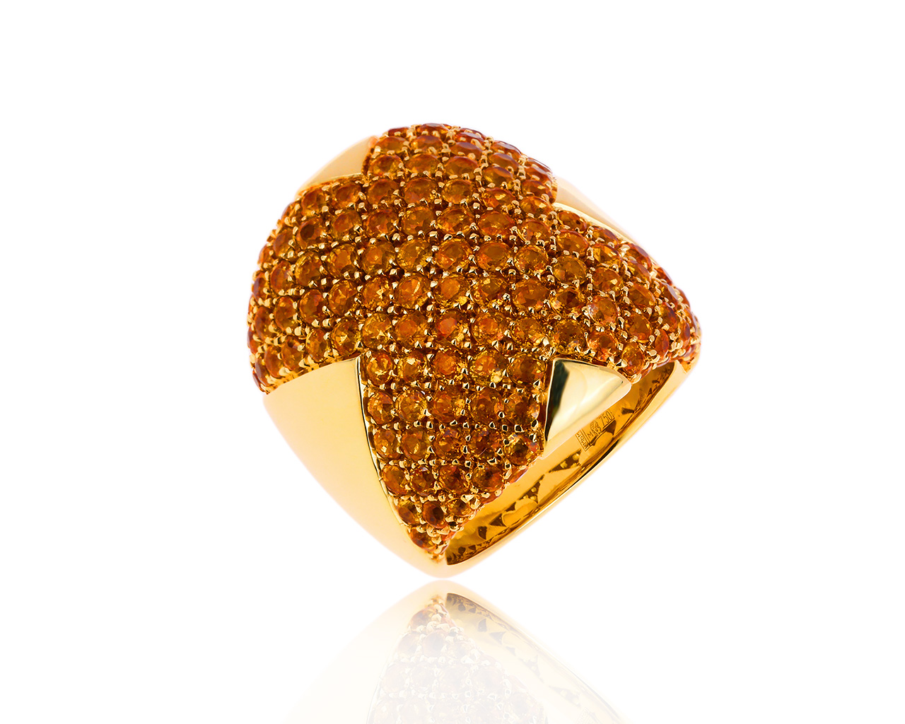Итальянское золотое кольцо с желтыми сапфирами 5.50ct