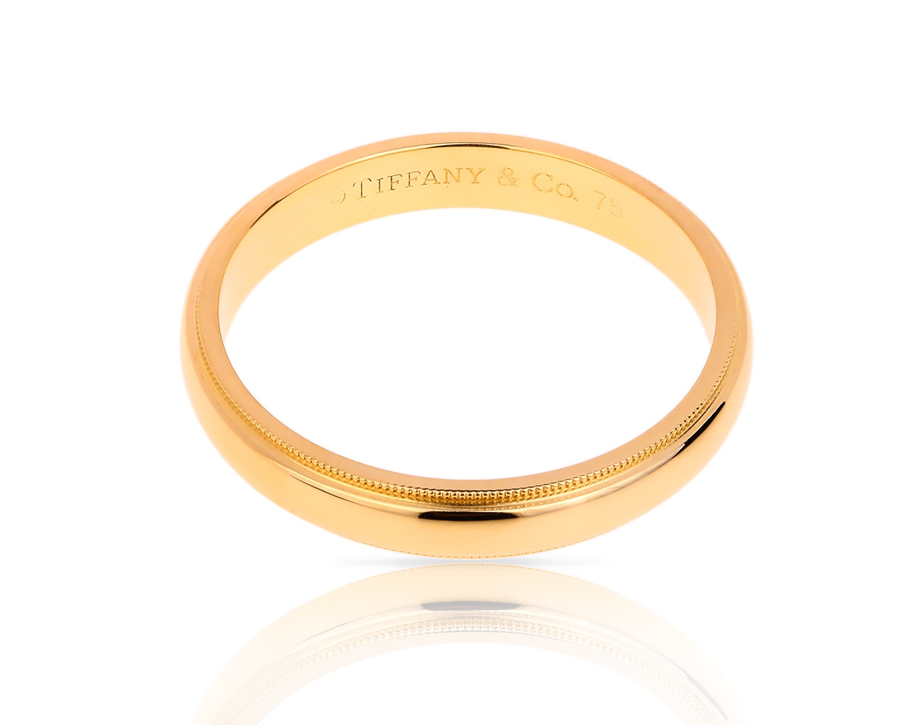 Красивое золотое кольцо Tiffany&Co Milgrain