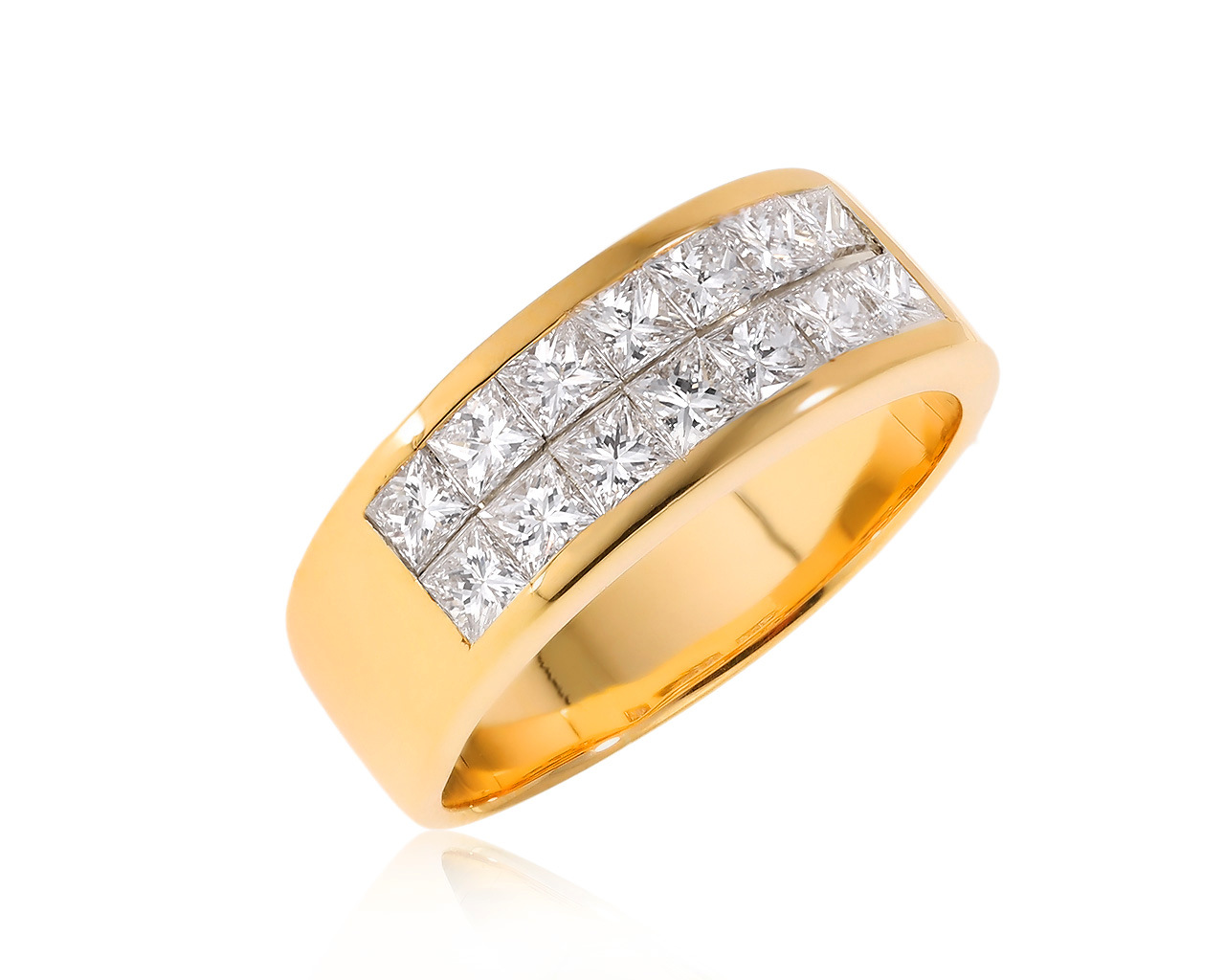 Стильное золотое кольцо с бриллиантами 1.01ct