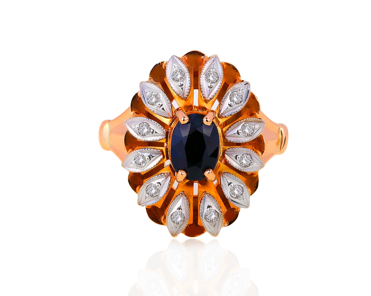 Золотое кольцо с бриллиантами 0.11ct и сапфиром 0.73ct 060519/17 Золотое кольцо с бриллиантами 0.11ct и сапфиром 0.73ct 060519/17