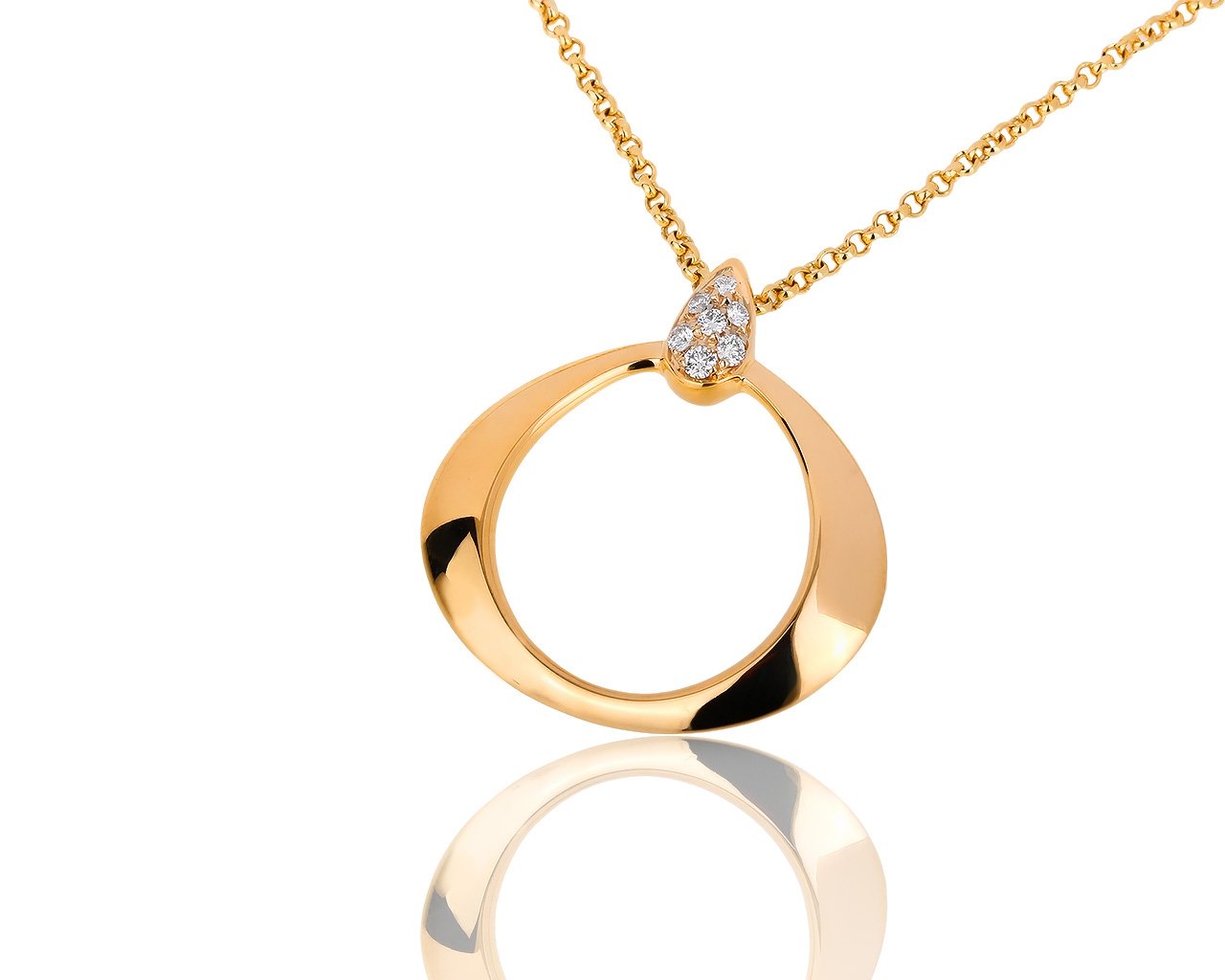 Золотая подвеска с бриллиантами 0.10ct Omega Dewdrop 030718/3