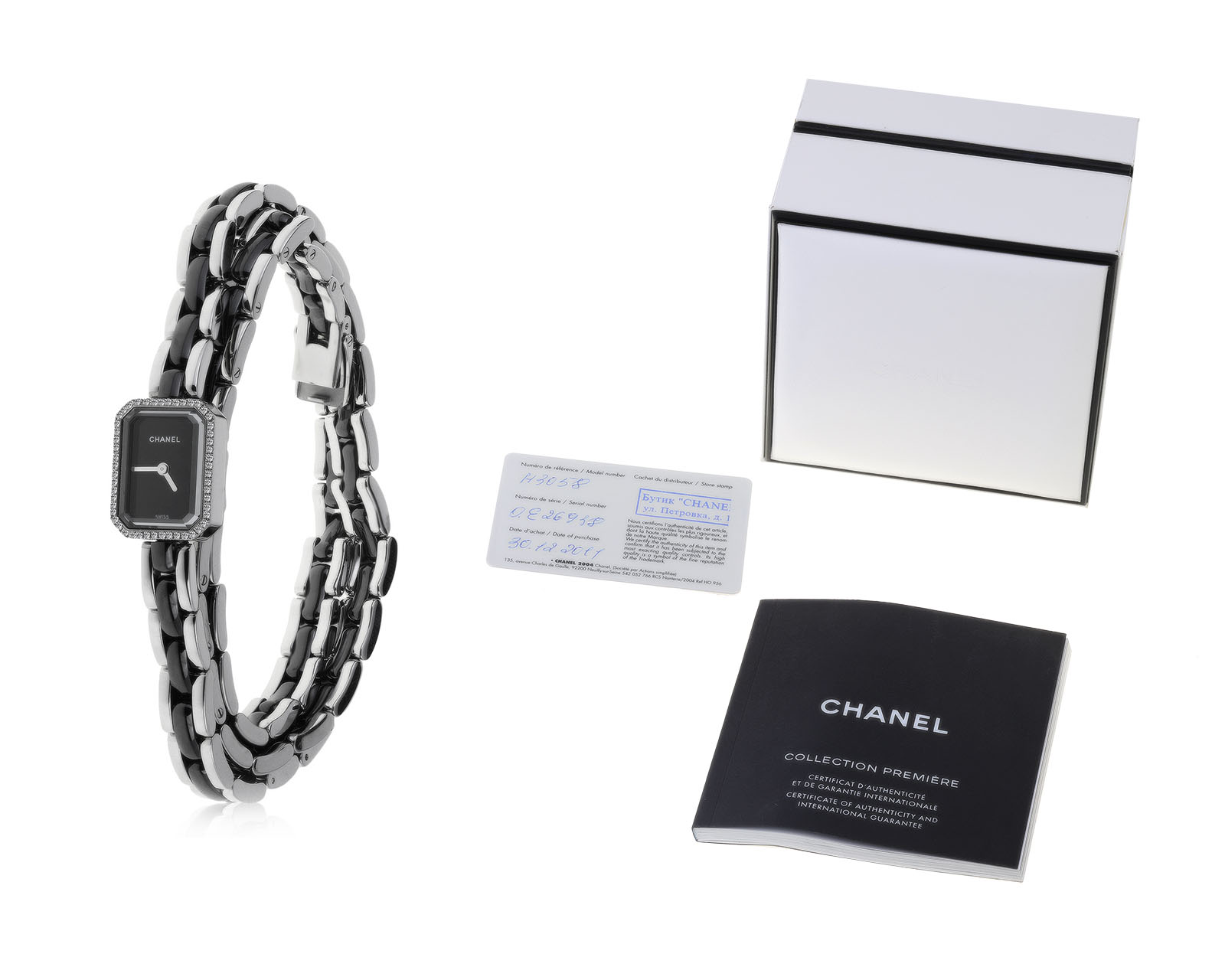 Оригинальные стальные часы с бриллиантами 0.26ct Chanel Première Mini