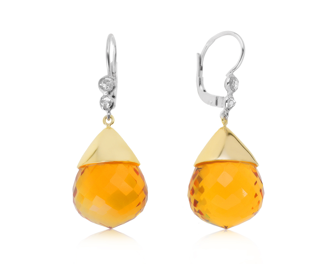 Великолепные золотые серьги с цитринами 44.34ct 310321/9