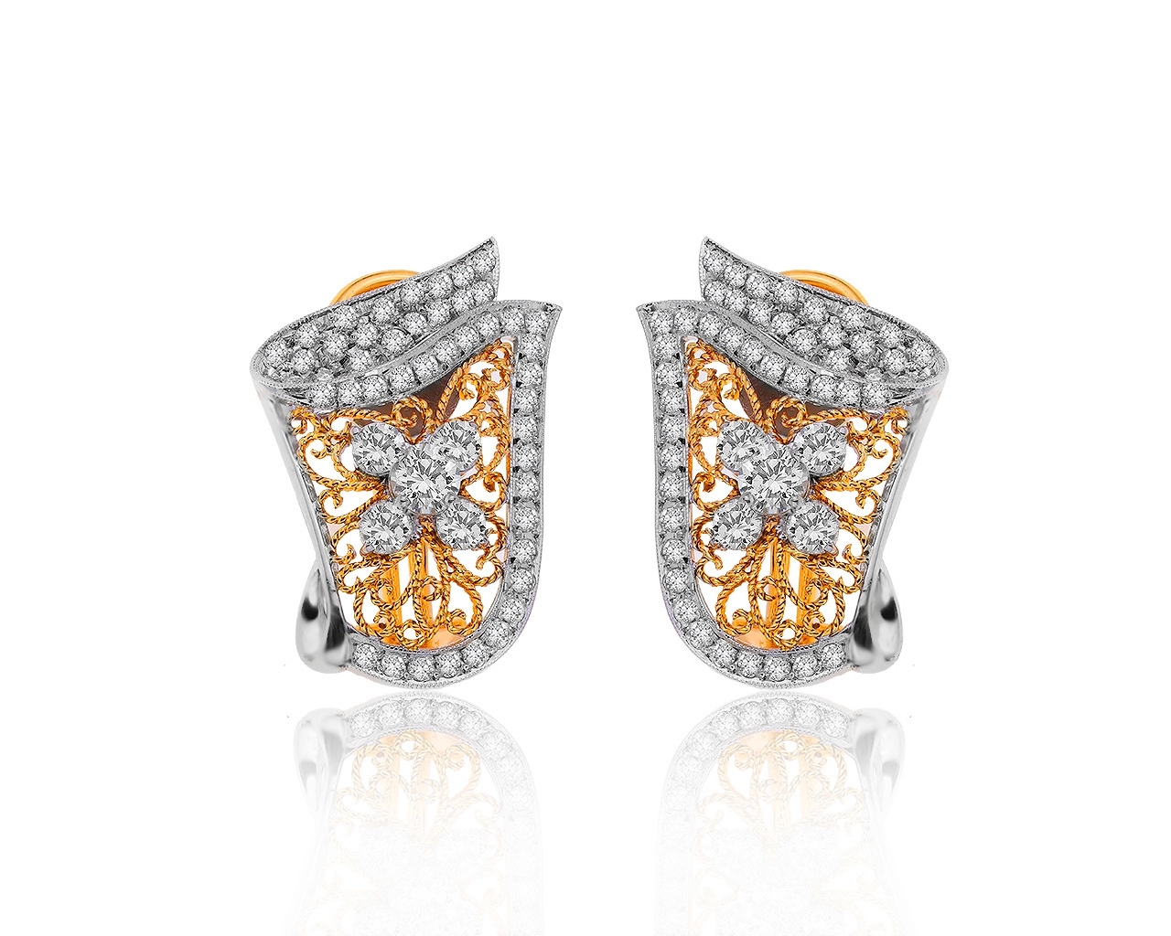 Великолепные золотые серьги с бриллиантами 3.03ct 141219/1