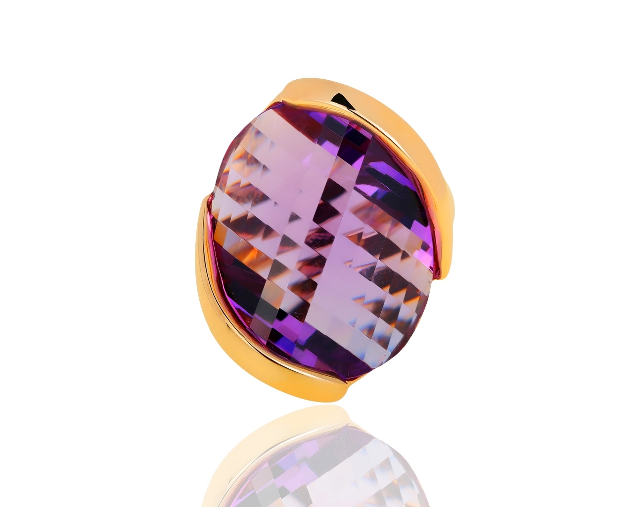 Итальянское золотое кольцо с аметистом 091118/2