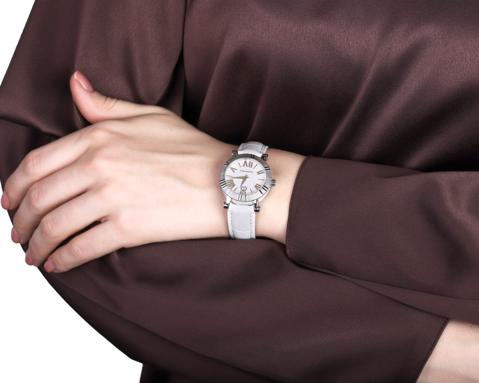 Оригинальные стальные часы Tiffany&Co Atlas Heart Date