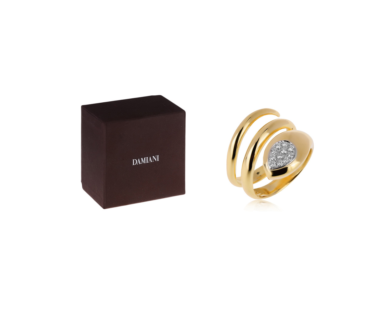 Оригинальное золотое кольцо с бриллиантами Damiani Snake