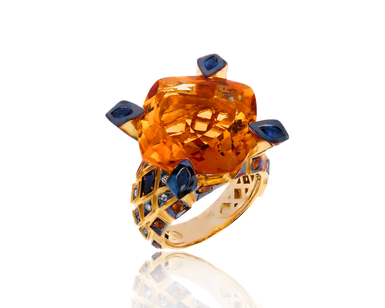 Оригинальное золотое кольцо с цитринами 17.78ct Roberto Bravo