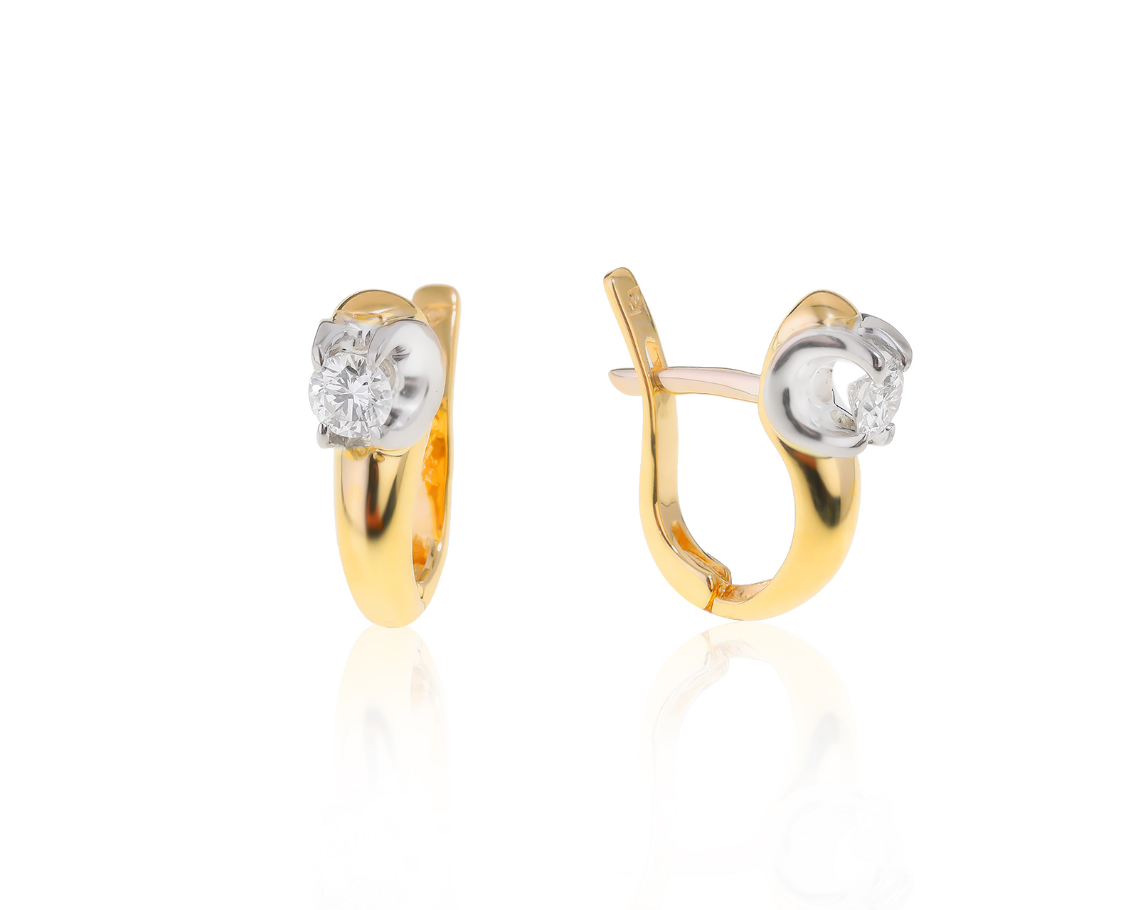 Солидные золотые серьги с бриллиантами 0.43ct 160522/2