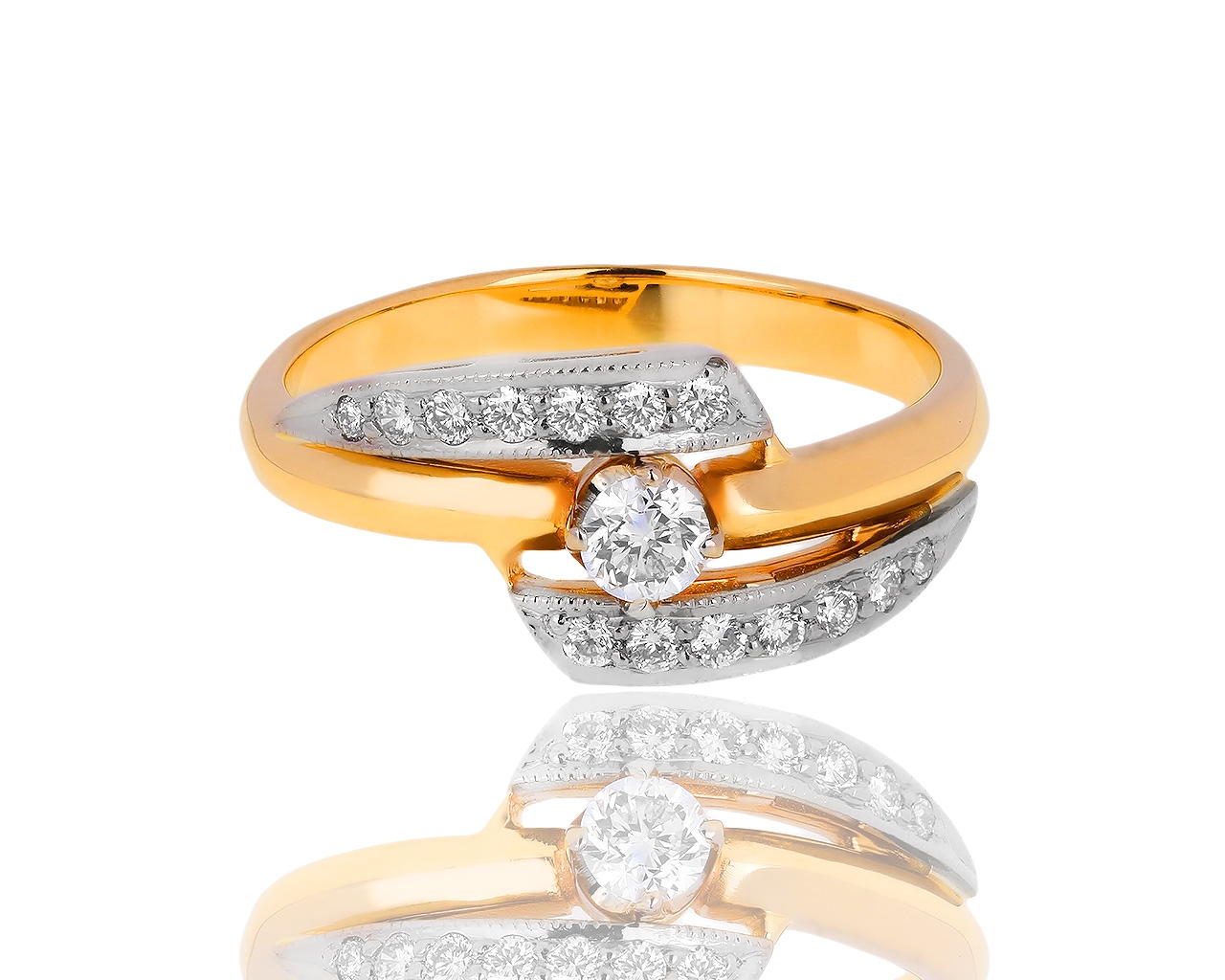Помолвочное золотое кольцо с бриллиантами 0.40ct