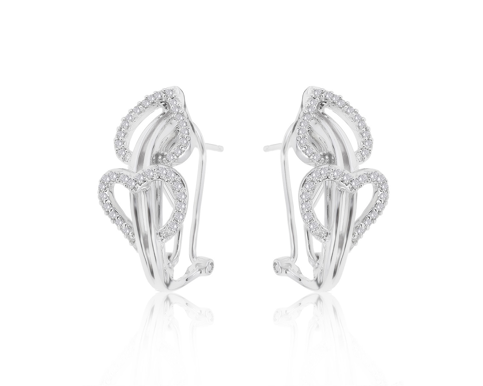 Нарядные золотые серьги с бриллиантами 0.41ct