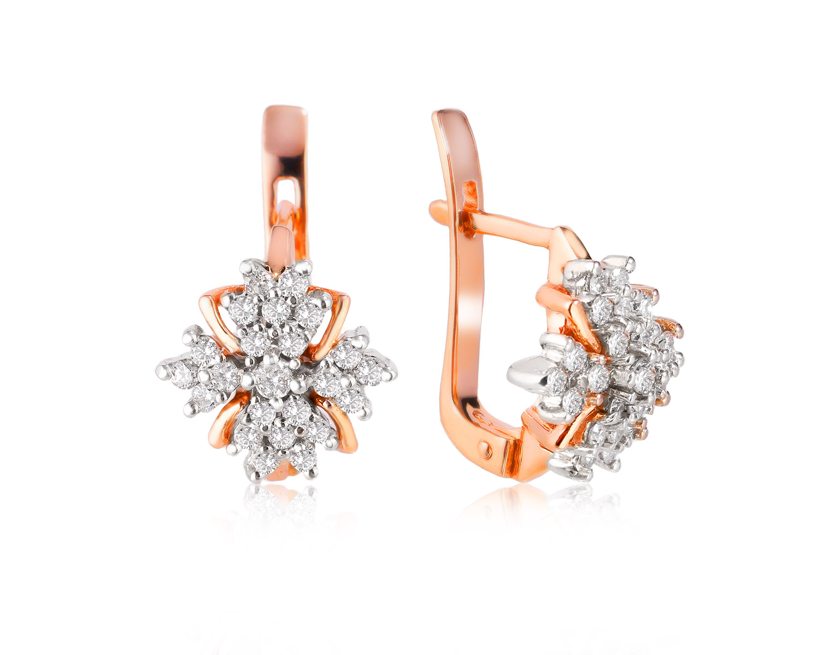 Золотые серьги с бриллиантами 0.62ct