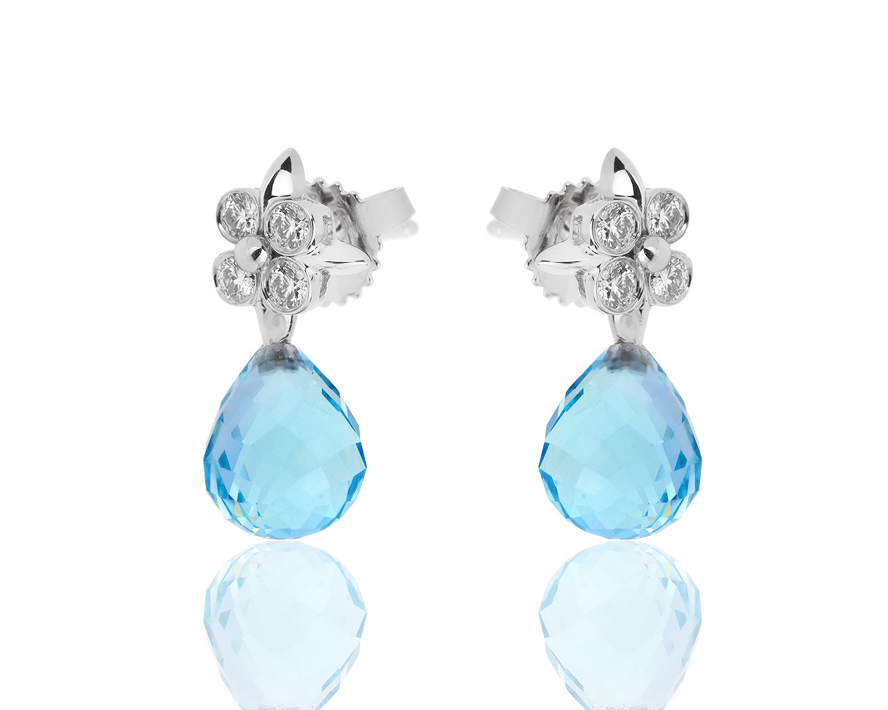 Нежные платиновые серьги с аквамаринами и бриллиантами Tiffany&Co 190319/8 Нежные платиновые серьги с аквамаринами и бриллиантами Tiffany&Co 190319/8