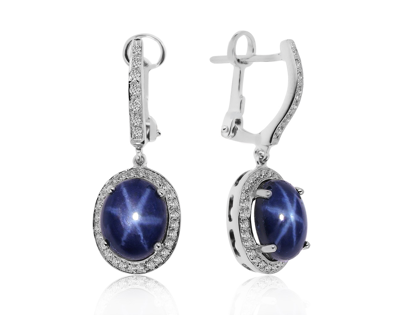 Изысканные золотые серьги с сапфирами 9.11ct