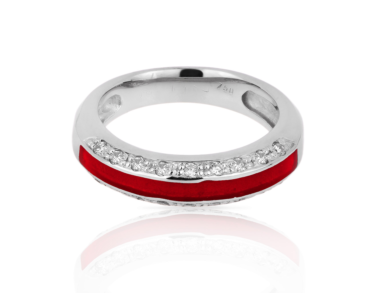 Золотое кольцо с красной эмалью и бриллиантами 0.26ct 240518/7