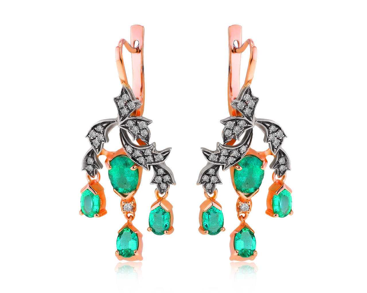 Притягательные золотые серьги с изумрудами 4.35ct 150321/2