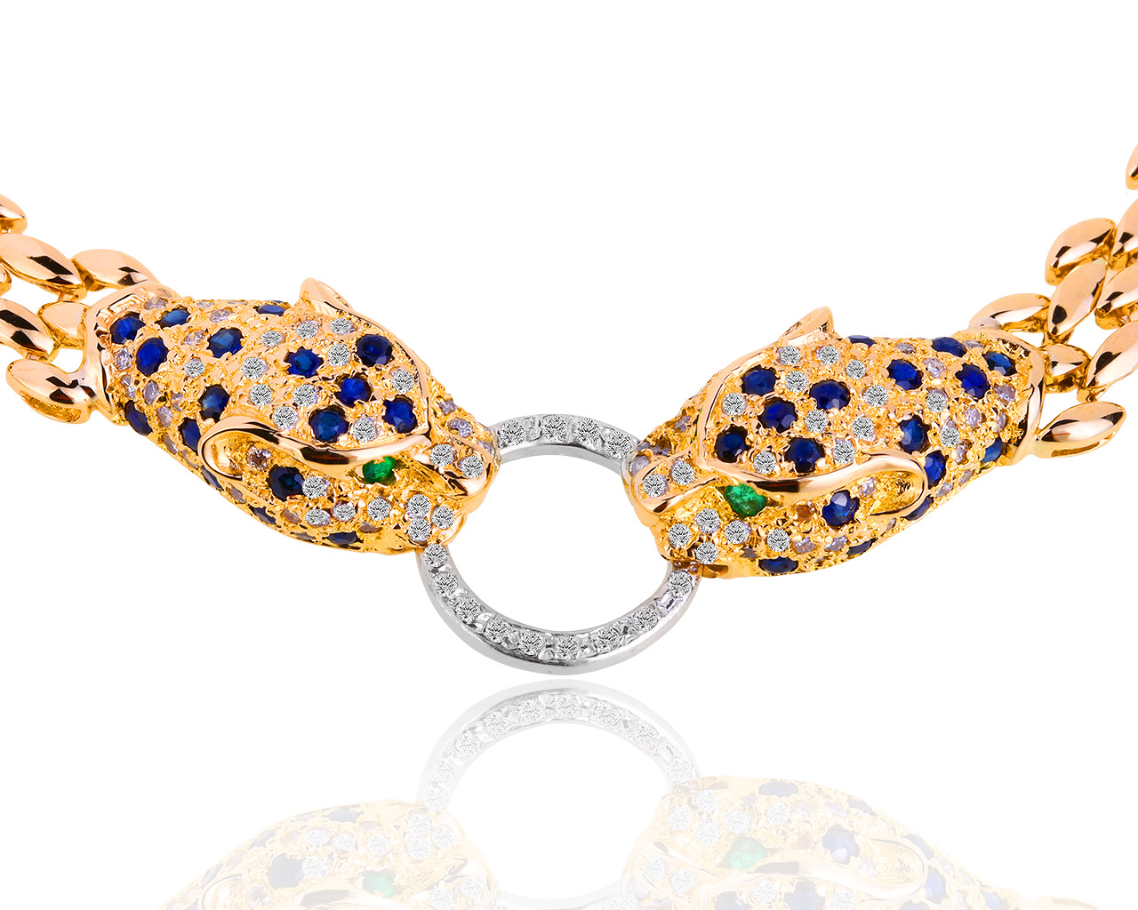 Интересный золотой браслет с бриллиантами и сапфирами 040918/8