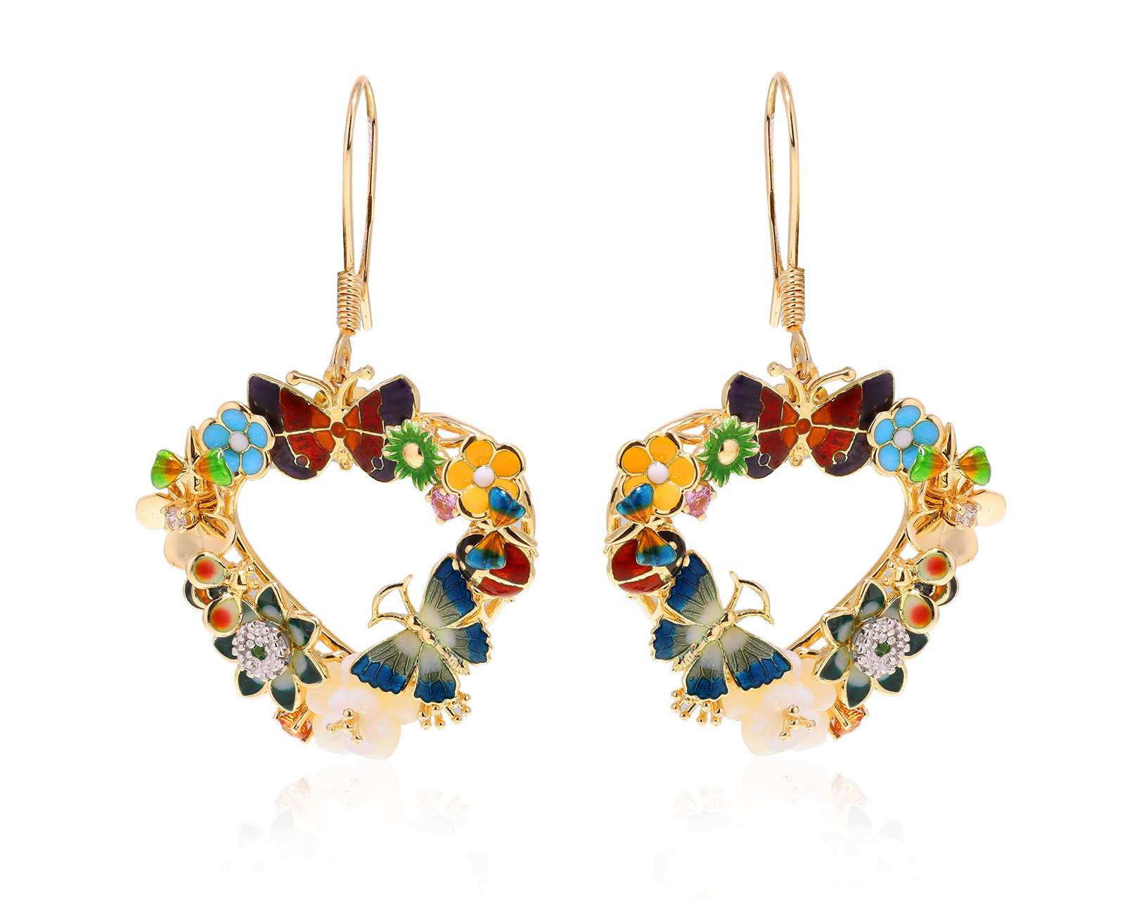 Оригинальные золотые серьги с цветными камнями 2.89ct Roberto Bravo 130624/1