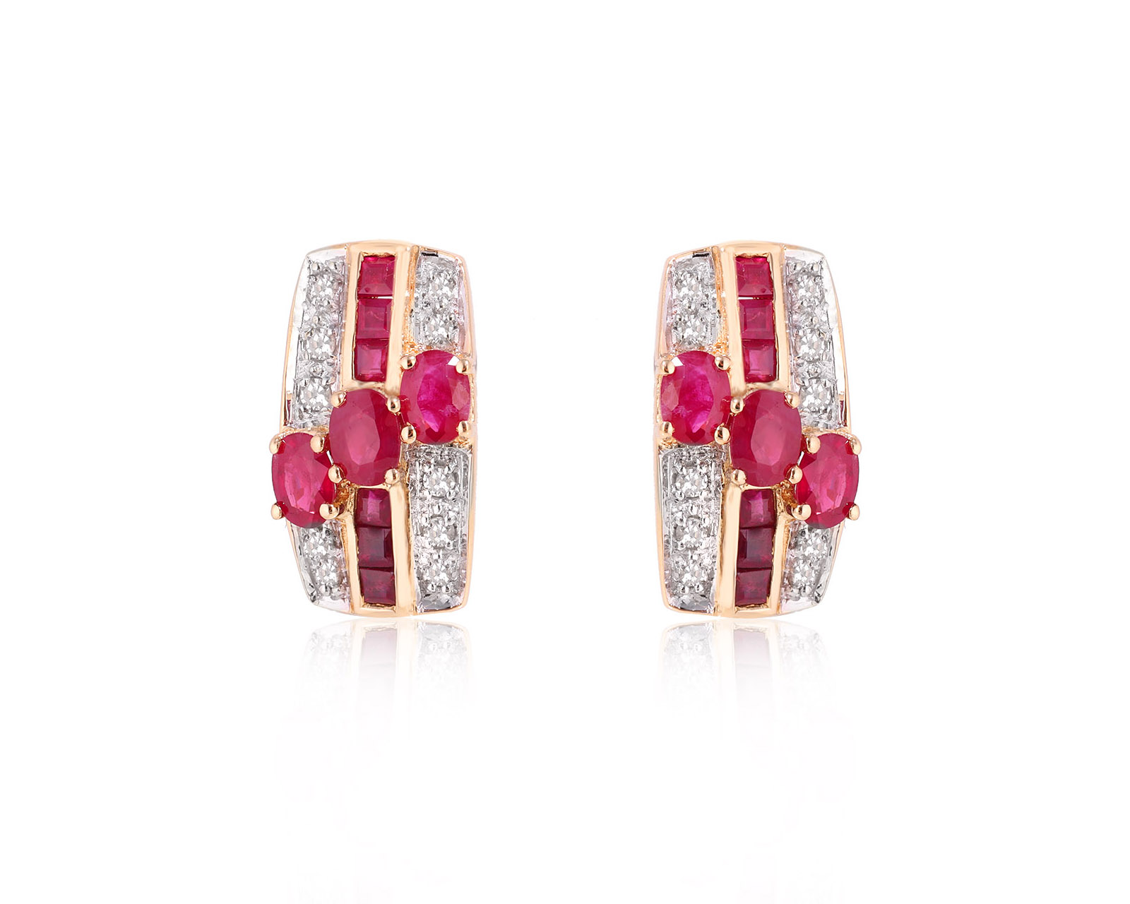 Золотые серьги с рубинами 1.17ct и бриллиантами 0.15ct 081024/11