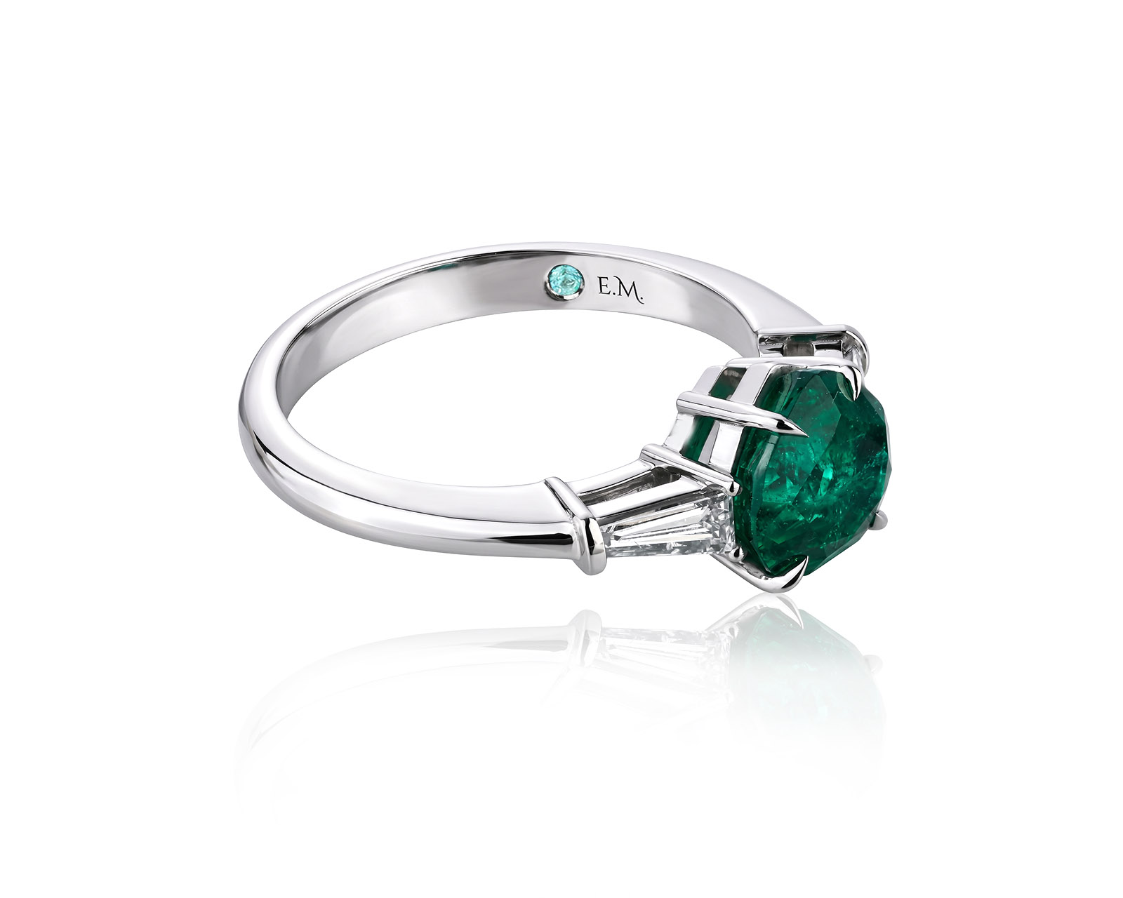 Платиновое кольцо с изумрудом Замбия 2.00ct Evgeny Matveev