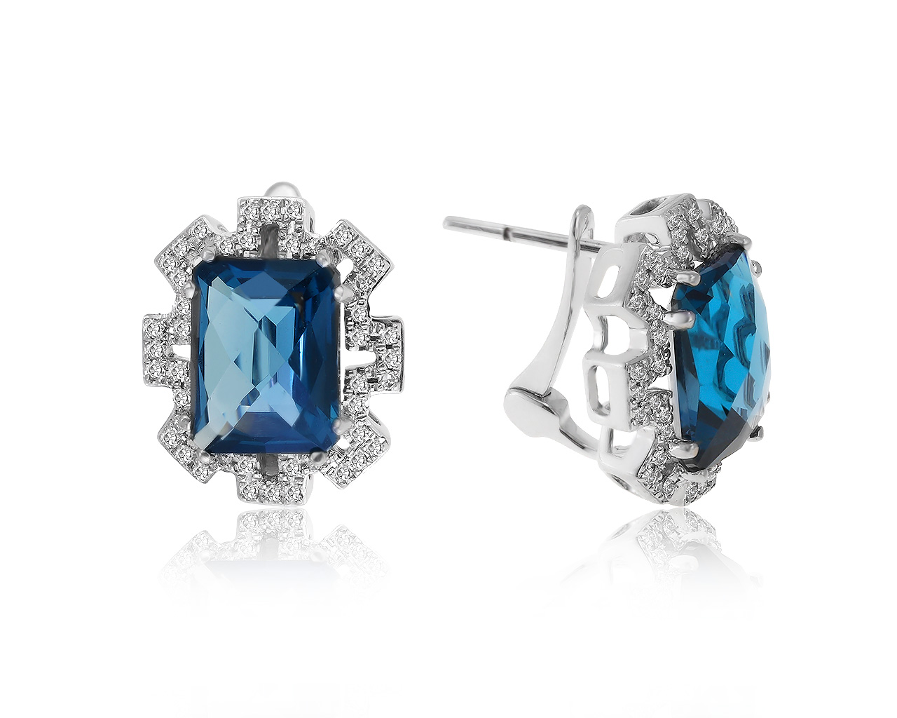 Восхитительные золотые серьги с топазами 5.35ct